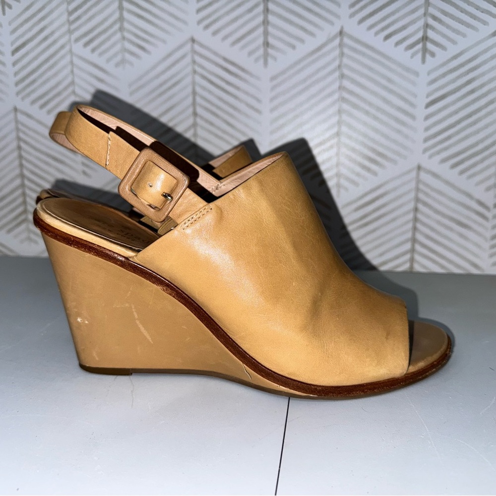 Kate Spade Nilena Slingback Wedges Tan Camel Leather Size 10 Women‎